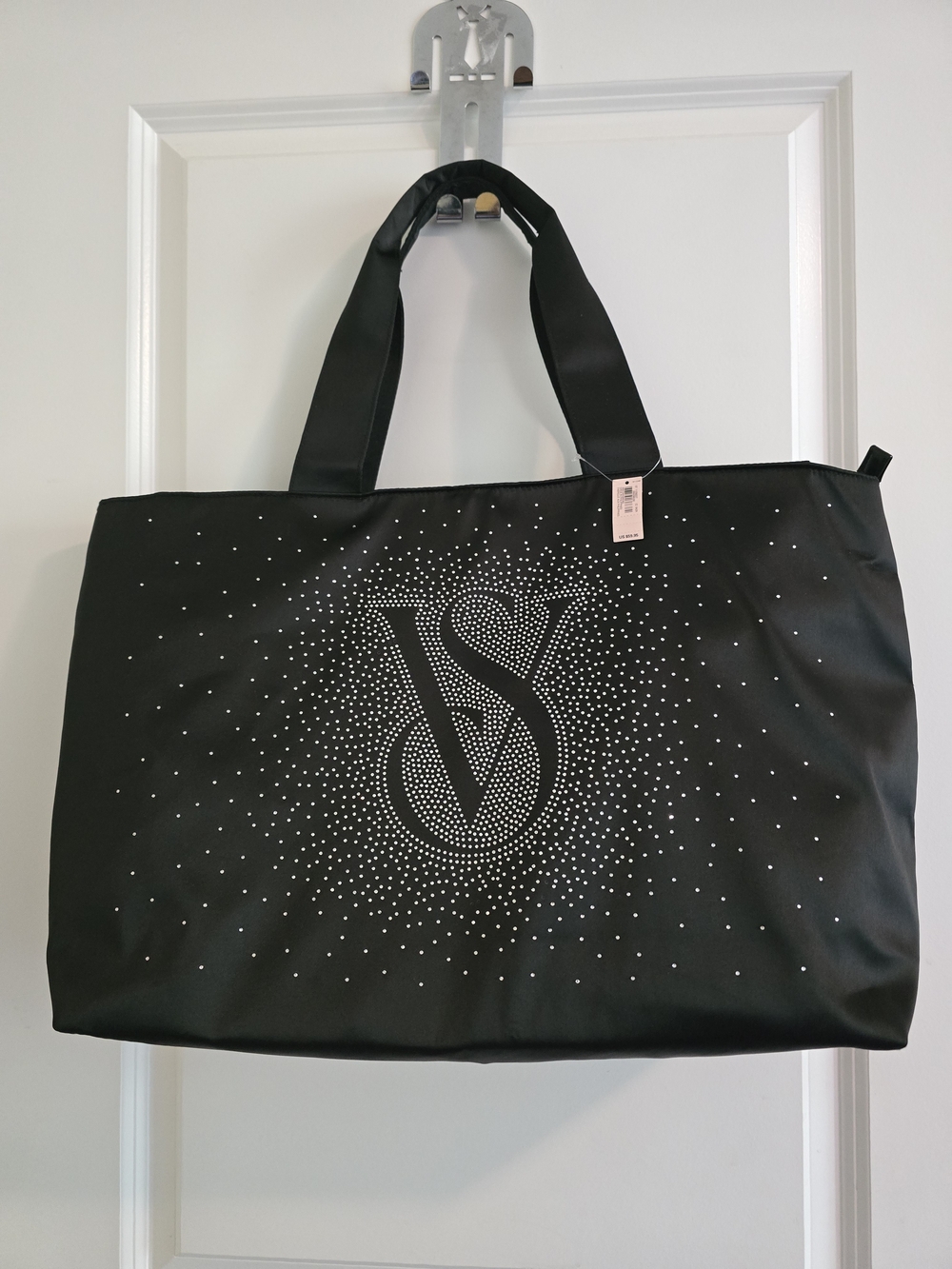 NWT Victoria's Secret Black Tote with Rhinestone VS Logo